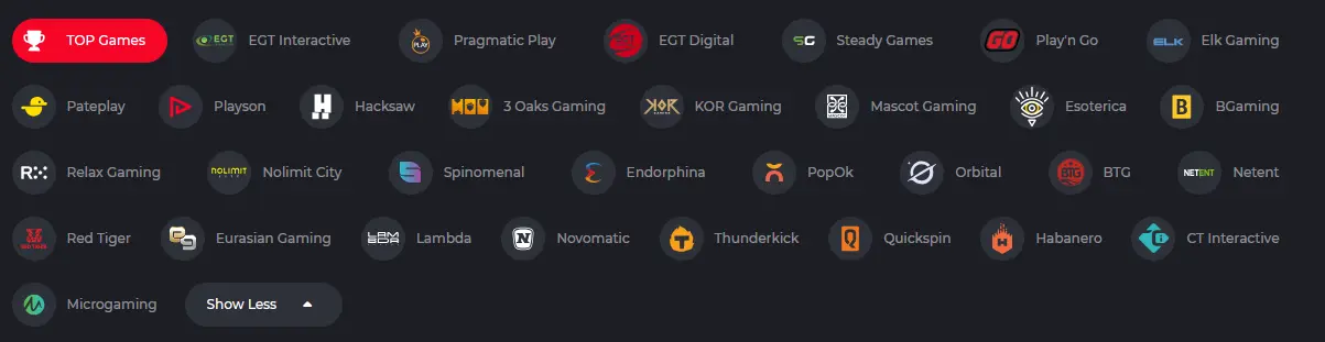 BetLive Casino – přehled providerů herního katalogu